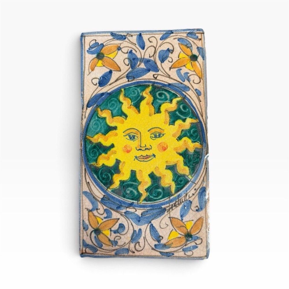 Vtg VIETRI Fratantoni Sun Tile First Stones Sicilian Pottery Wall Plaque 10x7